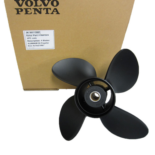 Volvo Penta New OEM Aluminum 4-Blade RH Propeller, 14.5x21P, 3587524