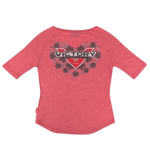 Victory Motorcycle New OEM Women's Red Foil 3/4 Sleeve T-Shirt, Small, 286618702