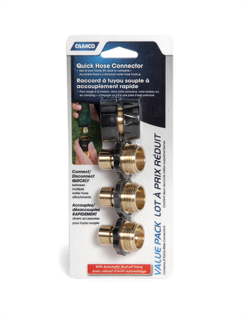 Camco 5/8" 3/4" Brass Metal Quick Hose Disconnect 1 Female 3 Male Fittings 20136