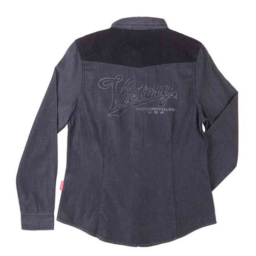 Victory Motorcycle New OEM Women's Black Chambray Shirt, 2X-Large, 286439712