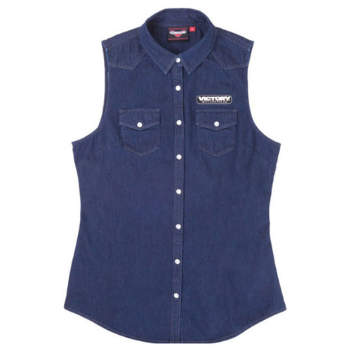 Victory Motorcycle New OEM Women's Sleeveless Denim Shirt, Medium, 286379303