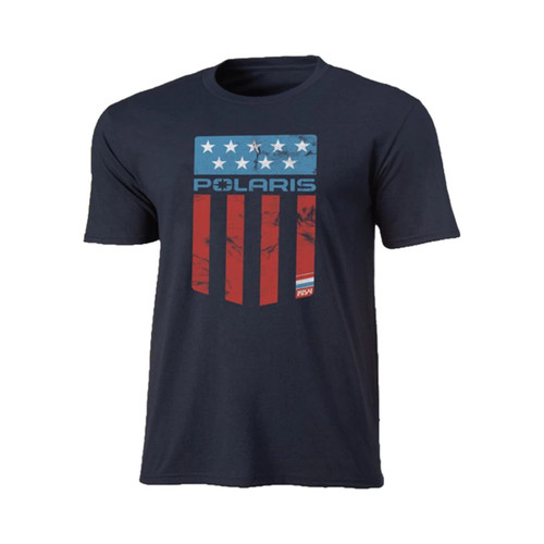 Polaris New OEM Men's X-Large Navy Flag Tee, 286250009