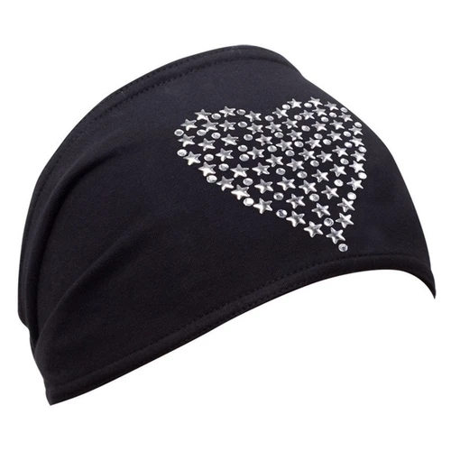 Schampa New Mini Doo-Z Headband Black w/Silver Heart Motorcycle, DZ02-S05