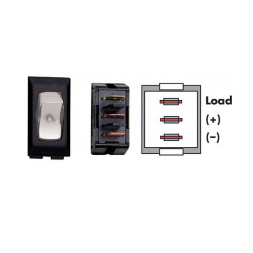 Diamond A1-35C Lighted Appliance Switch, 12V, Black w/ White Lamp