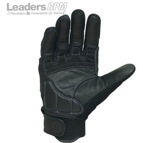 Castle New Black Leather Sport Mesh Motorcycle Riding Gloves, Medium, 20-4014