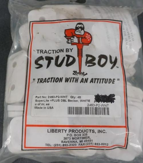 Stud Boy Super-Lite + Plus Double Stud Backer White 48 Pack 2463-P2-WHT