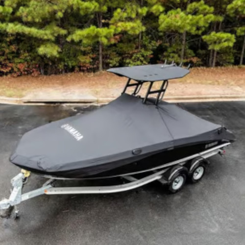 Yamaha OEM, Premium Black Fish Boat Mooring Cover, MAR-25FSH-MC-24