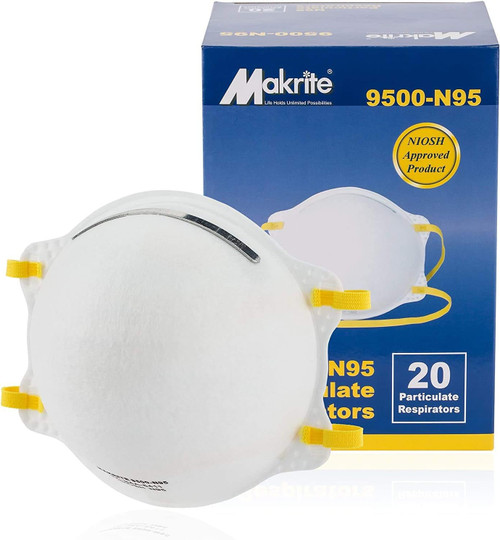 Brand New Makrite NIOSH Approved 9500-N95 White Mask (BOX OF 20), TC-84A-5411