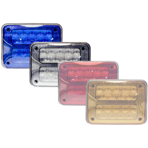 Tecniq OEM K90 Steady White Blue Flasher Lamp Clear Lens, K90-WBS0-1