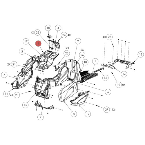 Widescape OEM WS250 Top Console, SF25-0009P3-003