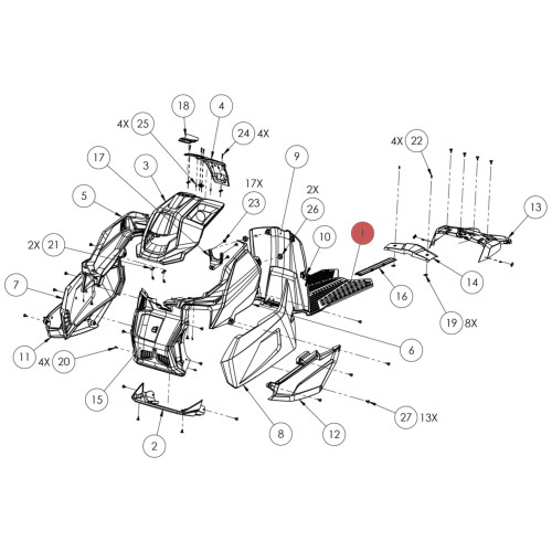 Widescape OEM WS250 Floor Board Assembly, SF25-0009P3-001