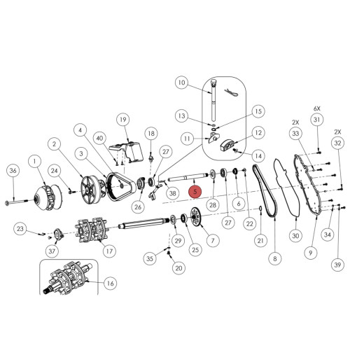 Widescape OEM Driven Pulley Shaft, SF25-0005P3-008