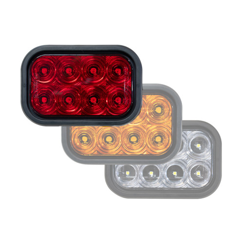 Tecniq OEM Rectangular 8 LED STT Grommet Mount Red Lens 3 Pole, T71-RR0T-1