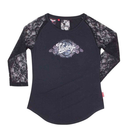 Victory Motorcycle New OEM Women's Black 3/4 Sleeve Shirt, Large, 286518806