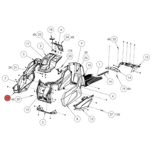 Widescape OEM WS250 Lower Right Side Panel, SF25-0009P3-013