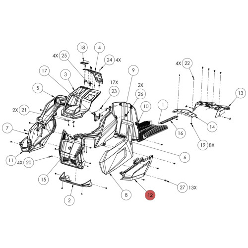 Widescape OEM WS250 Lower Left Side Panel, SF25-0009P3-014