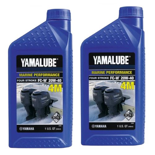 Yamaha OEM, Yamalube 20W-40 4M Marine Engine Oil, 2 Quart, LUB-20W40-FC-12