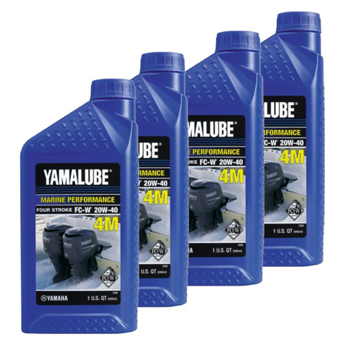 Yamaha OEM, Yamalube 20W-40 4M Marine Engine Oil, 4 Quart, LUB-20W40-FC-12