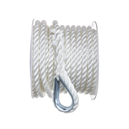 Seachoice New Anchor Line Twisted Nylon 3/8"x50ft White, 50-40691