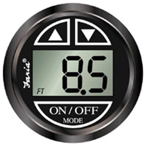 Faria Marine Digital Depth Gauge In-Dash Thru Hull Euro Style Black 12851