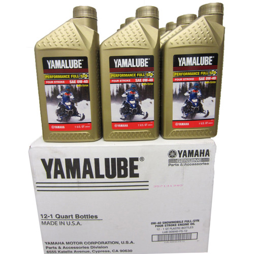 Yamaha Full Synthetic Snowmobile Engine Oil Case  Quarts LUB-00W40-FS-12