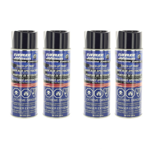 Johnson Evinrude OMC New OEM 12oz Blue Acrylic Spray Paint, Pack Of 4, 0351907