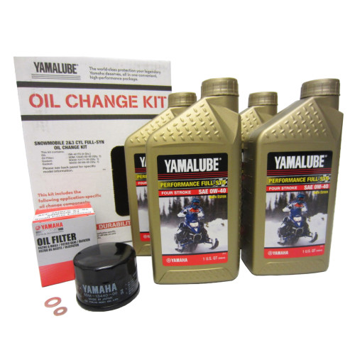 Yamaha New OEM 0W40 Snowmobile Full Synthetic Oil Change Kit, LUB-SMBCG-KT-16