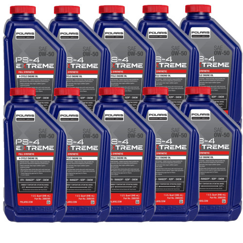 Polaris New OEM 10/PK PS-4 Extreme Full Synthetic 0W-50 Engine Oil 1Quart 2889395