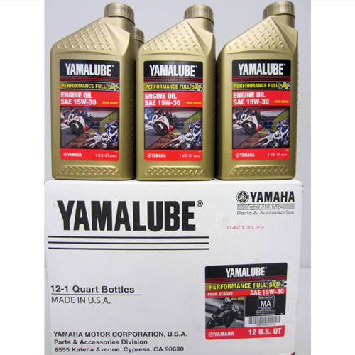 Yamaha Full Synthetic Motorcycle Engine Race Oil Case 12 Quarts LUB-15W30-FS-12