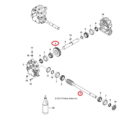 Polaris OEM Brutus SxS Commercial UTV Angle Broom Gear & Shaft Kit 3120335