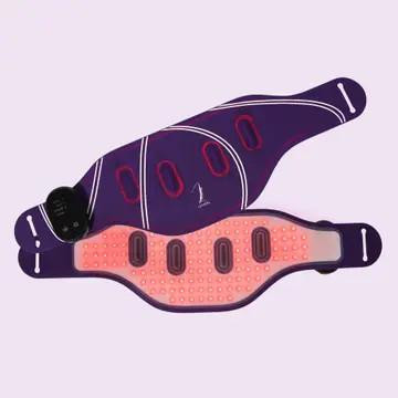 Luyors Red Light & Nir Vibration Belt, showing the belt with red light therapy and vibration features in purple and pink colors.