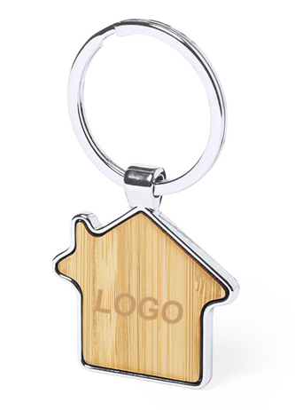 100 x Bamboo House Key Ring 