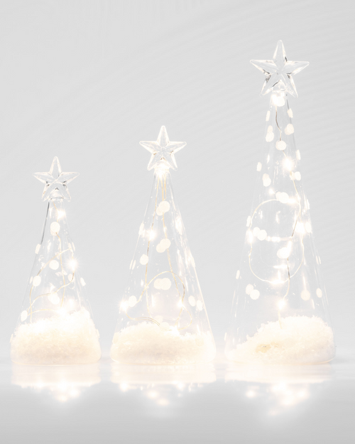 Clear Glass LED Trees with Spots. Three Sizes.*