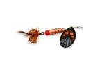 WILLIAMS VORTEX DRESSED SPINNER V4D 1/3oz BLACK ORANGE DOTS COPPER BODY BACK