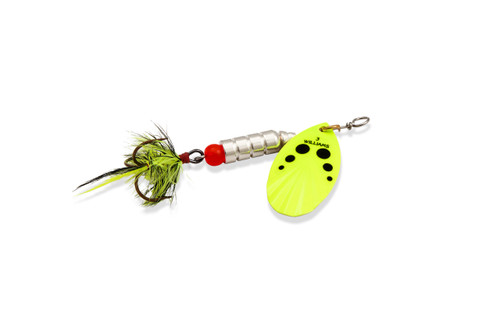 WILLIAMS VORTEX DRESSED SPINNER V2D 1/5oz CHARTREUSE BLACK DOTS