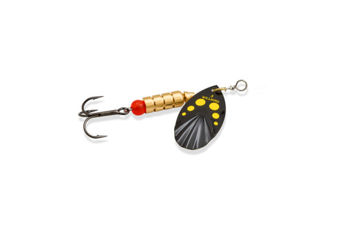 WILLIAMS VORTEX SPINNER V5 1/2oz BLACK YELLOW DOTS GOLD BACK BODY