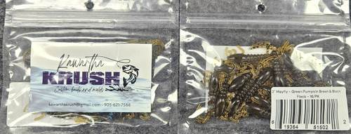 KAWARTHA KRUSH 2" MAYFLY  GREEN PUMPKIN BROWN & BLACK 16/pk