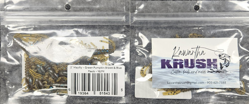 KAWARTHA KRUSH 2" MAYFLY  GREEN PUMPKIN BROWN BLUE FLECK 16/pk