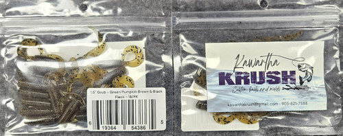 KAWARTHA KRUSH 1.5" GRUB GREEN PUMPKIN BROWN & BLACK 18/pk