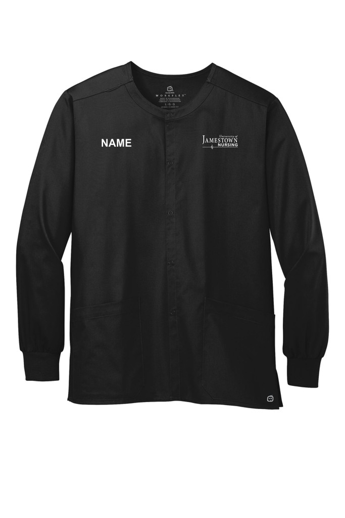 UJ Nursing WW3080 WonderWink® Unisex WorkFlex™ Snap-Front Scrub Jacket (Black)