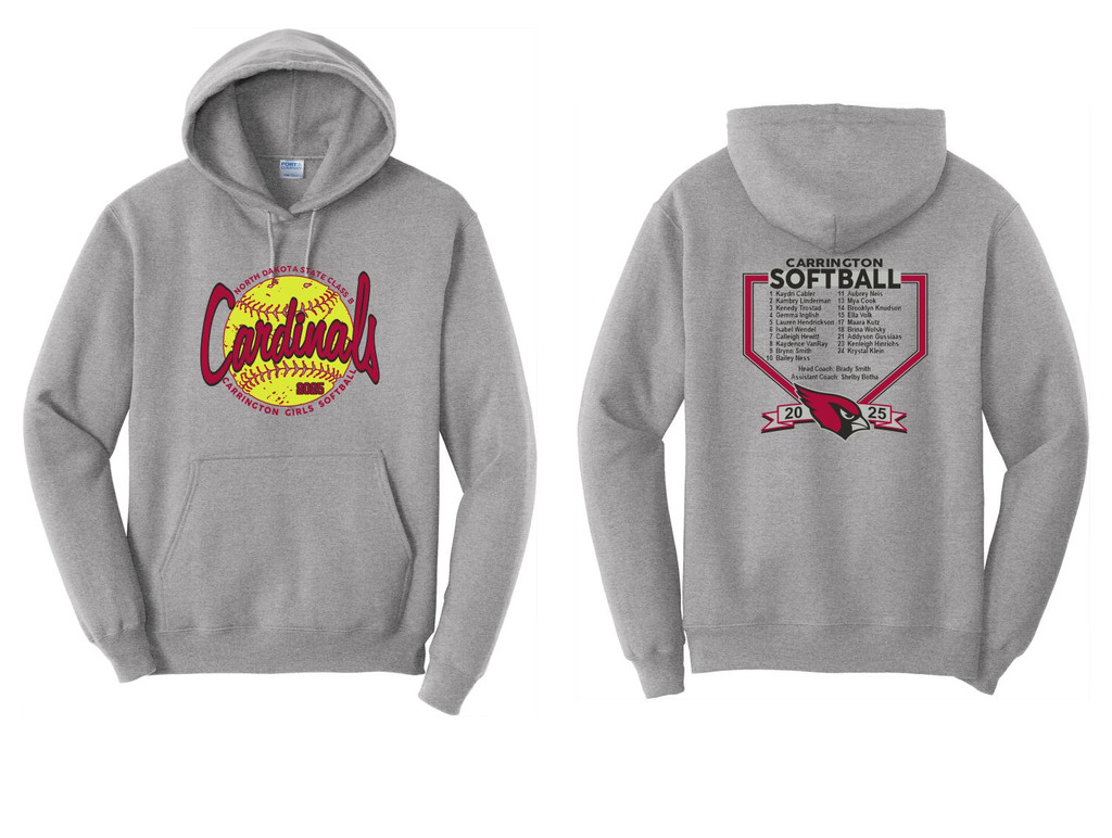 Carrington Girls State Softball PC78H Port & Company® Core Fleece Pullover Hooded Sweatshirt (Athletic Heather)