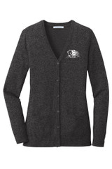 BCN Apparel LSW415 Port Authority Ladies Marled Cardigan Sweater (Black Marl)