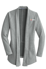 JRMC L807 Port Authority® Women's Interlock Cardigan (Medium Heather Grey/Charcoal Heather)