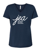 JEA 6415 Ladies Bella Canvas Relaxed Triblend Short Sleeve V-Neck Tee (Solid Navy Triblend)