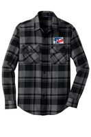 ND Patriot Guard W668 Port Authority Unisex Plaid Flannel Shirt (Grey-Black)