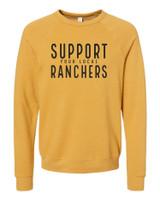 ND Apparel 3901 Bella Canvas Unisex Sponge Fleece Raglan Crewneck Sweatshirt (Support Ranchers)
