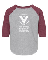 Victory Christian 3330 Rabbit Skins - Toddler Baseball Fine Jersey Three-Quarter Sleeve Tee (Logo#3)