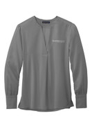 Guardian Angels BB18009 Brooks Brothers® Women’s Open-Neck Satin Blouse (Shadow Grey)