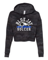 Blue Jay Girls Soccer AFX64CRP Independent Trading Co. - Women’s Lightweight Crop Hooded Sweatshirt (Black Camo)