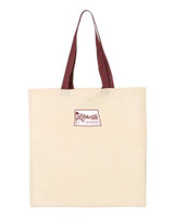 Litchville 125th QTB6000 Q-Tees - Economical Tote with Contrast-Color Handles (Natural-Maroon)